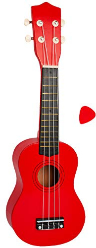 alles-meine.de GmbH Ukulele - aus Holz - Motiv & Farbwahl - rot - 55 cm / 21 inch - Klassik - akustische - Kinder & Erwachsene - mit Plektrum - 4 Saiten/Seiten - Spielzeuggitar..