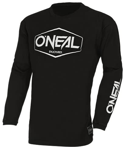 O'NEAL Element Cotton Jersey Hexx V.22 I MX Shirt, Enduro Shirt I Kinder Sportshirt Jungen Langarm I Ergonomisch, atmungsaktiv I Gepolsteter Ellbogenschutz | Schwarz Weiß | Größe M