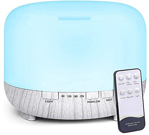 Essential Oil Diffuser Aroma Humidifier: 400ml Ultrasonic Wood Grain Aromatherapy Air Vaporizer for Large Room Quiet Cool Mist Scented Diffusers Timer for Small Baby Bedroom Home