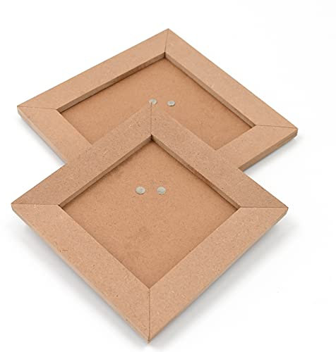 IVEI Quadratischer MDF-Fotorahmen – DIY-Bastelmaterialien – – leerer Tisch-Fotorahmen zum Malen, Holzblatt-Bastelbrett für Harzkunst und flüssige Kunst, Mandala-Kunst, Brandmalerei – 2er-Set