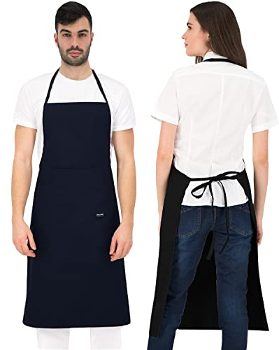 PALLTEX Borago Grembiule Cucina Donna Grembuile Cucina Uomo per Cucinare, Fai da te, Pittura, Cottura a norma EN ISO 13688, Nero