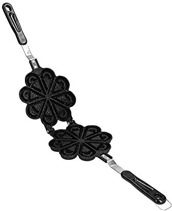 Gofrera belga, gofrera antiadherente con 2 moldes para panqueques en forma de corazón con mango de acero inoxidable para el hogar
