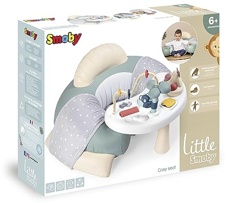 Smoby Toys - Little Smoby Babysitz mit Spieltisch - aufblasbarer Rundsitz mit Rücken- und Armlehne, Sitzbezug und Activity Tisch - für Kinder ab 6 Monate