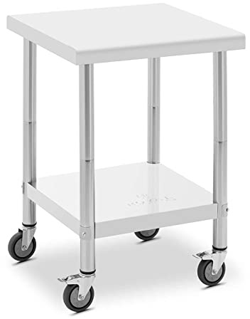 Royal Catering RCAT-60/60-W Edelstahl Tisch Arbeitstisch mit Rollen 60x60cm 120kg Tragkraft