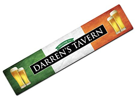 Artylicious Petit tapis de bar personnalisé – Drapeau irlandais imprimé maison tapis de bar