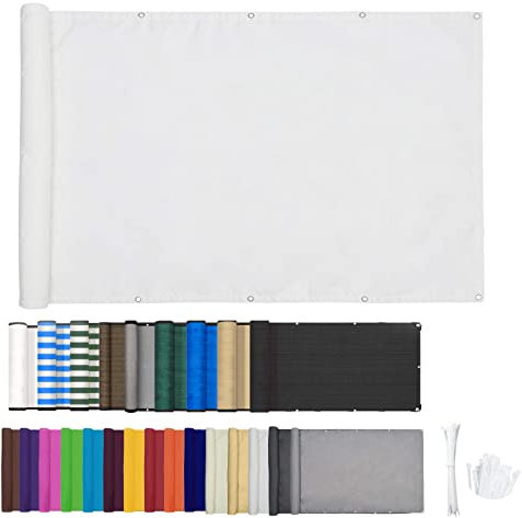 ZHhan Brise-Vue en PVC pour terrasse, terrasse, Balcon, clôture, Porche, Protection UV, Vent et Soleil - 15 Couleurs - 352 Tailles - 420D - Blanc