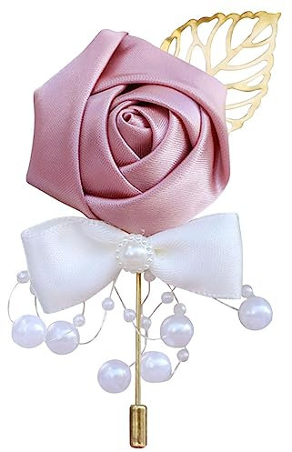 PTNKUIIY 4 Stück Boutonniere Rose Boutonniere Hochzeit Seide Blumen Boutonniere Ansteckblume Blume Hochzeit Zubehör für Hochzeiten, Bankette, Jubiläumsdaten Tanzpartys für Bräutigam Herren Braut