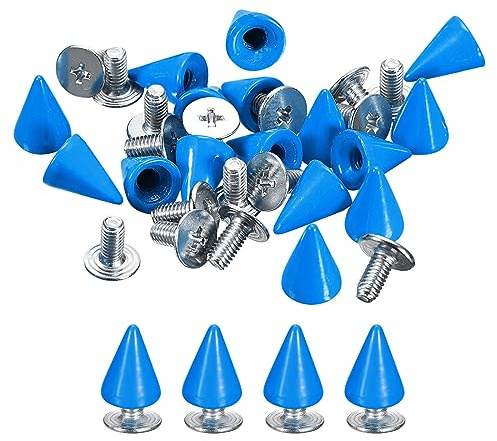 QUARKZMAN 50 Sets Punk Nieten Ziernieten Kegel Spitzen Nieten 7x10mm Metall Killernieten Schraubnieten Rostfrei Nieten für Kleidung Gürtel Taschen Schuhe Basteln Lederwaren Blau