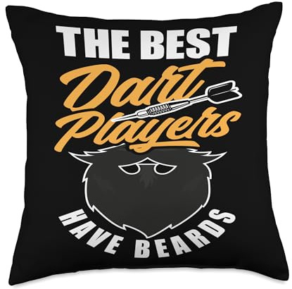 Dart Player Gifts Darts Appereal For Men Women Best Beards Beaded Player Darts Throw Pillow, 18x18, Multicolor