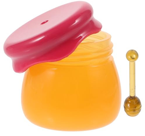 FRCOLOR Lip Balm Honey Pot 6g Small Lip Balm Jar Refillable Cosmetic Jar Empty Cream Container with Spoon-Red