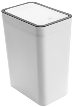 HERCHR Cestino Bagno Bianco, Design Moderno Pattumiera Bagno Con Apertura Push Coperchio, Pattumiera Da Cucina Sottile, Anti Rilascio Odore, Pattumiera per Il Bagno con Coperchio a Pressione(Bianco)