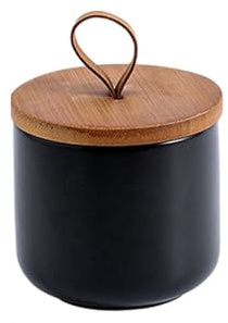 Shilanmei Boîtes en céramique pour thé, café, sucre avec couvercle hermétique 250 ml | Boîte à biscuits en céramique pour sucre, épices, comptoir Noir