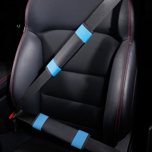 2 Stück Auto Gurtpolster für Cupra Ateca/Born/Formentor/Leon/TCR/E-TCR, Kinder und Erwachsene Schulterschutz Abdeckung, Interieur Zubehör,Blue-4