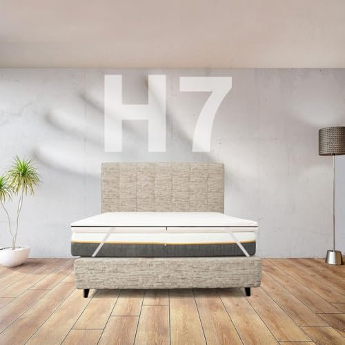 Comfy Line Topper aus Memory-Schaum, weich, gegen Rückenschmerzen, 7 cm hoch, King-Size, 190 x 190 cm, abnehmbarer Topper, hypoallergen, mit Gummibändern zur Befestigung – Modell Cupid H7