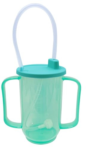 XJKLBYQ Adult Sippy Cups,No Spill Handles Straw Cups Sip Cups for Adults,350ml PP Elderly Hospital Cup with Lid and Straw,Food Grade Scaled Beakers for Elderly Disabled Patient Maternity