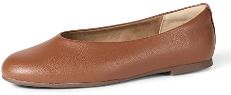 Amazon Essentials Women's Glove Ballet Flats, Tan Faux Leather, 11 UK