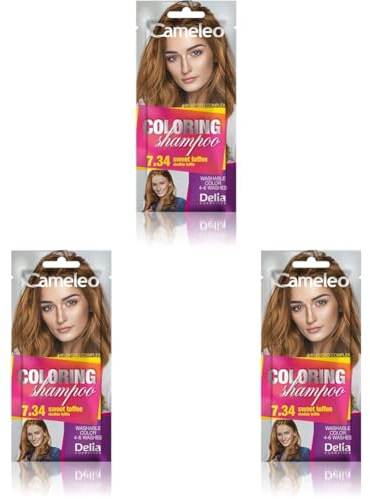 Cameleo - Tönungsshampoo - Sweet Toffee - schnelle und einfache Farbauffrischung Farbe in Farbe - ohne Ammoniak und Oxidationsmittel - Shampoo im Beutel - 40ml (Packung mit 3)