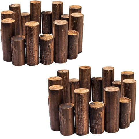 180 cm, lunghezza totale di 180 cm, recinzione flessibile in legno, Lavana, 2 pezzi, marrone, in legno di pino per aiuole, palizzata, recinzione da giardino con incastro, per frutteti, aiuole