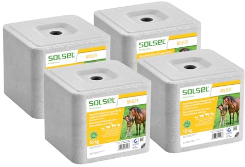 Solsel Leckstein Multi 40kg mit Kupfer | 4 x 10kg Mineralstoffquelle für Rinder Pferde Ziegen Wild | Spurenelemente für optimale Tiergesundheit