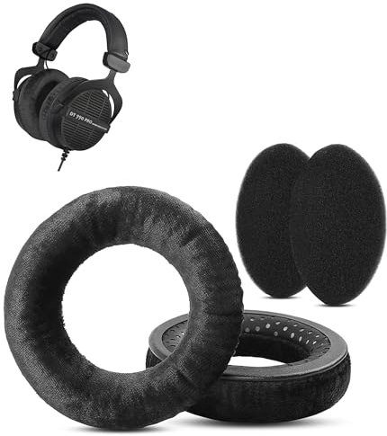DT770 PRO Ohrpolster Ersatz Kompatibel mit Beyerdynamic DT 990 Pro DT 770 Pro DT990 DT770 Pro Headset (Samtgewebe & Memory-Schaum)
