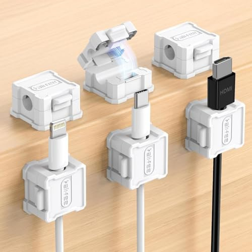 Lot de 6 organiseurs de cordons magnétiques, réglables, faciles à sécuriser, pour ranger ou cacher le câble de charge USB de téléphone pour la maison, le bureau, la voiture, le bureau, la table de