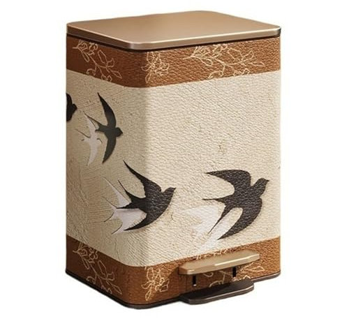 lskdnrufh Bote de Basura Cubo de basura vintage de cuero con tapa, cubo de basura cuadrado con pedal de 9/12 litros con cubo interior extraíble for sala de estar, dormitorio, oficina Papelera(Large)