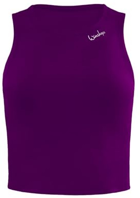WINSHAPE Damen Functional Comfort Cropped Tanktop Aet136c Trägershirt Cami Shirt, Dark-Plum, XS EU