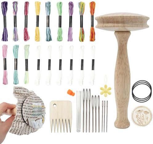 Speed Weave Stopfwerkzeug, Stopfei, Socken Stopfen, Stopfgarn-Pilz-Kit, Weave Repair Tool Komplettes Stopfset Speed Weave Zum Stopfen Von Socken, Mützen, Hosen Und Pullovern