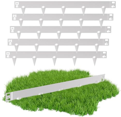 Jopassy Rasenkante Metall,beeteinfassung Metall,Mit Dornen für einfache Bodeninstallation 100x18cm Beeteinfassung Mähkante Palisade Gartenbeet, Grau (Länge 10m - Höhe 18cm)