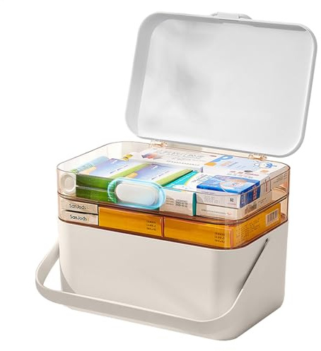Générique Medicine Chest Organizer Large Medicine Storage Box - Portable Family Medicine Box | Pharmacy Cabinet, Removable Pill Organizer for Medicine
