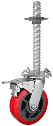JTPMYFT Rueda Universal for Andamios de Alta Resistencia de 6 Pulgadas con Freno, con Rueda de Freno de Tornillo extendido, Rueda Ajustable(Red)