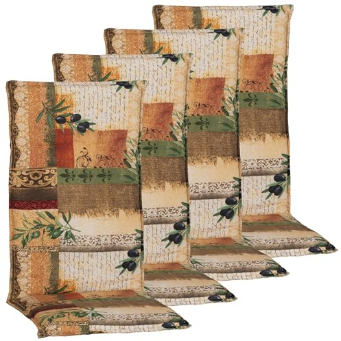 NYVI Hochlehner Auflagen Rio 120x48 cm 4er Set - Antique - Gartenstuhl Sitzauflage mit 5 cm Sitzpolster - Bequem, Robust, Pflegeleicht