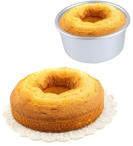GLEAVI 2pcs Aluminum Alloy Madeleine Pan Round Cake Baking Mold Non-stick Removable Base Tiny Baking Trays