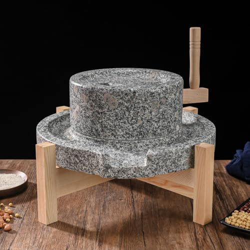 Hand Grain Mill Stone Grinder - Natural Stone Grinding Disc with Stainless Steel Core for Dry/Wet Grain, Bean, Wheat, and Spice Powder