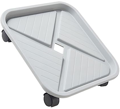 Mikikit Bandeja para Macetas Ruedas Móvil para Jardín Hogar Soporte Cuadrado 20 Cm Gris Plástico Grueso Base Drenaje y Freno para Plantas en Maceta