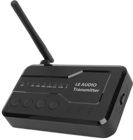 Bewinner Trasmettitore Trasmesso, Ricevitore del Trasmettitore BT 5.3 per TV con Doppio Collegamento APTX, 80M a Lungo Raggio, Input Coassiali AUX Ottico per Home Stereo