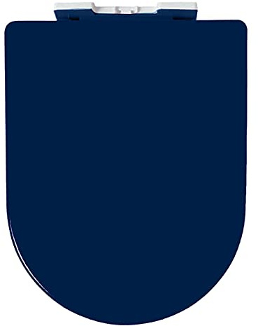 Siège de toilette robuste à fermeture douce avec design ergonomique à dégagement rapide et charnières réglables pour salle de bain familiale, 6 couleurs (bleu marine)