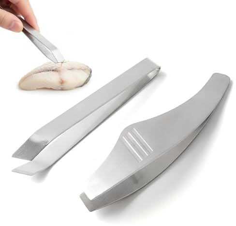 2 pinzas de espiga de acero inoxidable, pinzas de espinas plateadas, pinzas planas y oblicuas, pinzas de calidad profesional, pinzas de espiga para cocina, comedor, pescado, pollo, pato, cerdo, pelo