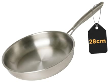 Venteo |Poele Inox 28cm| Plaque induction 2 feux | Poele Induction Durable et Résistant |Diffusion Uniforme de la Chaleur