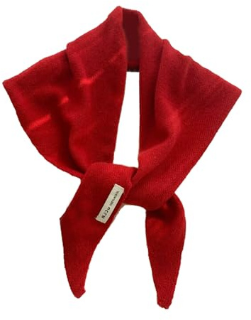 Wool Triangle Scarf, Knit Triangle Scarf, Cashmere Triangle Scarves for Women, Streetwear Triangle Shawl, Versatile Warm Scarves for Autumn & Winter (Red)