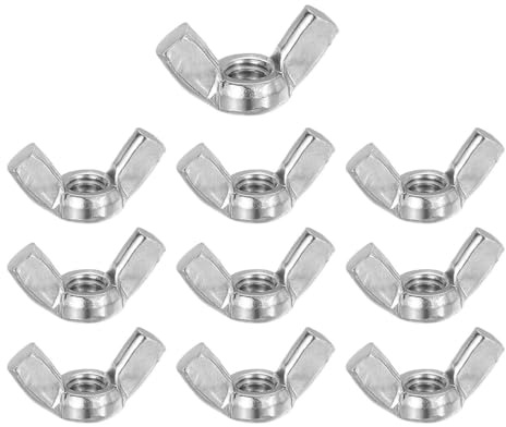 Edelstahlbeschichtete Flügelmutter, Schmetterlingsflügelmuttern, Edelstahl 304, silberfarben, verschiedene Größen, 10er-Packung(1/4 20)