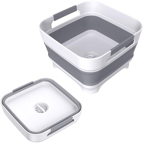 MontNorth 9L Collapsible Washing up Bowl, PP Portable Sink with Drain Plug, Kitchen Dish Wash for Camping, Laundry, Baby Bottles & Vegetables
