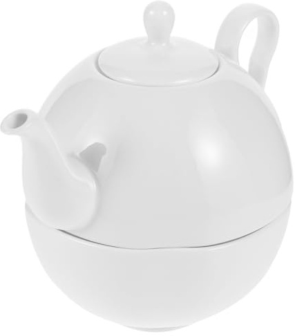 NULYLU Service à Thé Anglais en Porcelaine Fine Blanche 620ml avec Théière et Tasse, Design Classique Élégant pour Rituels de Thé Traditionnels la Maison
