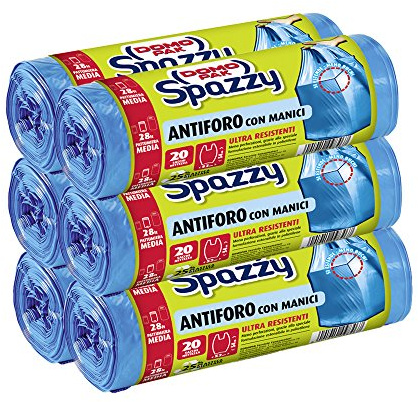 Domopak Spazzy Sacchi Nettezza Antiforo con manici - Casalingo 28 lt - 120 pz