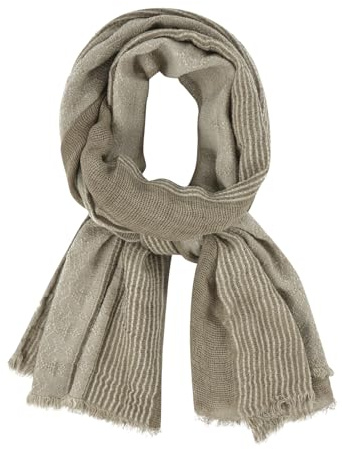 DAMILY Hommes Mode Foulard Echarpe de Plissée Rayée Confortable Coton Lin Hiver Étoles Châle (B-Brun Clair)