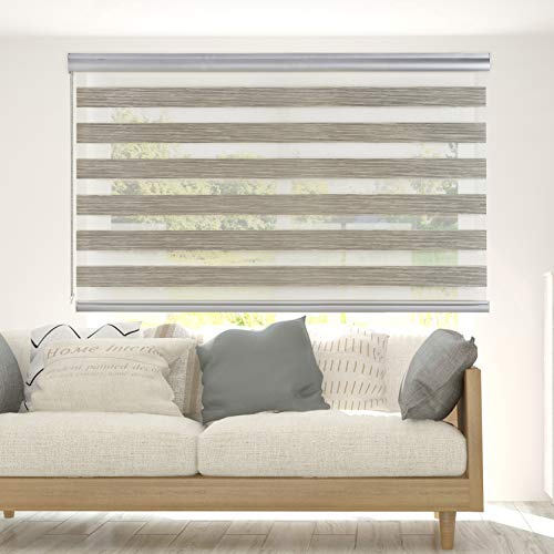 Estores Noche y Día Premium Alta Gama Fácil instalación 140x250 cm Beige | Estor con galería redonda y cadeneta en aluminio de Máxima Calidad para ventanas. El ancho de la tela mide 138 cm StoresDeco