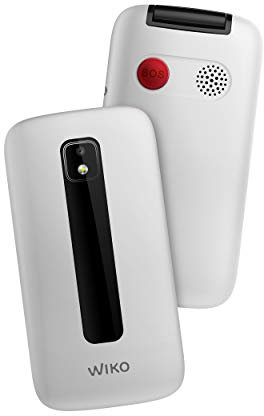 Wiko F300 Téléphone Portable débloqué à clapet 2G (Ecran 2,8 Pouces - Batterie 1200 mAh - Bouton SOS - Socle de Chargement - Grandes Touches) White