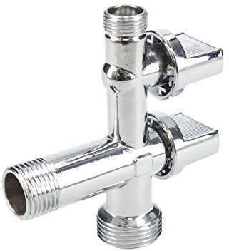 Fontastock FSKFAB103 Wasserregulierungsschlüssel, 1/2-3/8-3/4 Zoll mit 2 Ausgängen, für WC-Spülkasten, Waschbecken, Bidet, Spüle, Waschmaschine, Spülmaschine, mit 1/4-Drehung