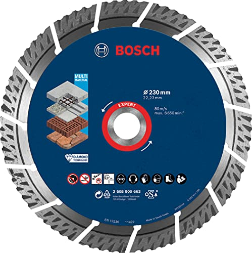 Bosch Professional 1x Dischi diamantati Expert MultiMaterial (per Calcestruzzo, Ø 230 mm, accessorio Smerigliatrice angolare grande)