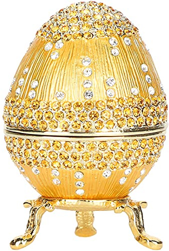 Fabergé in Oro Stile Fabergé Dipinto a Mano Fabergé Vintage Smaltato con Diamanti Luccicanti per Scatola Gingillo di Pasqua
